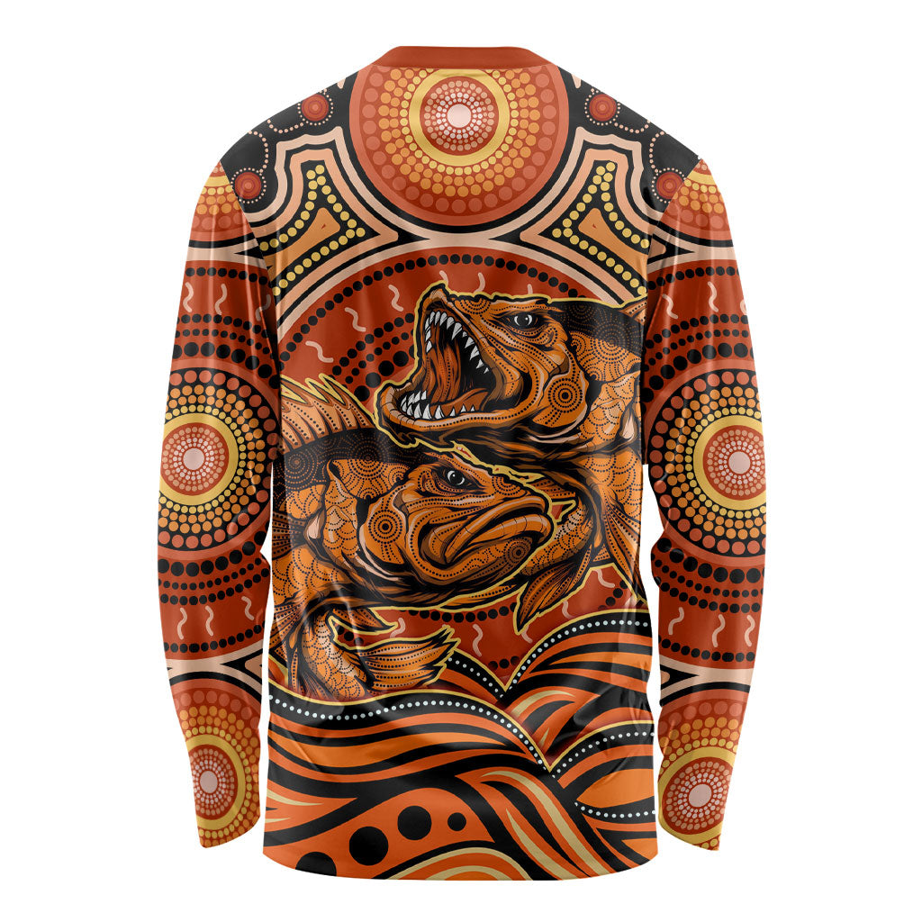 Barramundi Fish Long Sleeve Shirt Aboriginal Dot Art Indigenous Pattern
