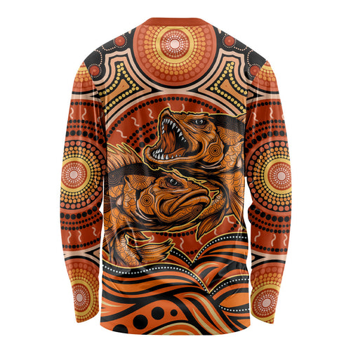 Barramundi Fish Long Sleeve Shirt Aboriginal Dot Art Indigenous Pattern
