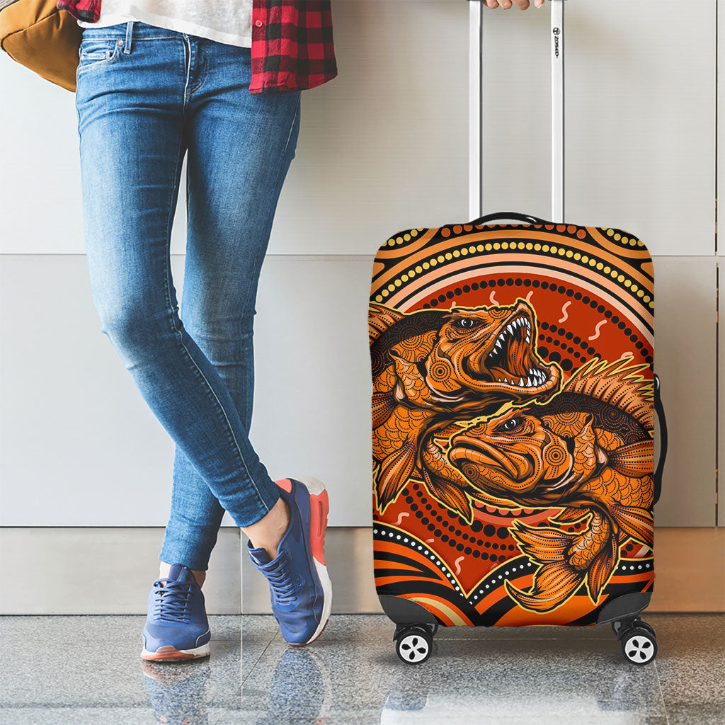 Barramundi Fish Luggage Cover Aboriginal Dot Art Indigenous Pattern
