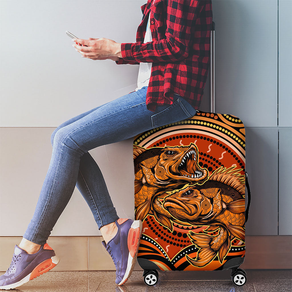 Barramundi Fish Luggage Cover Aboriginal Dot Art Indigenous Pattern
