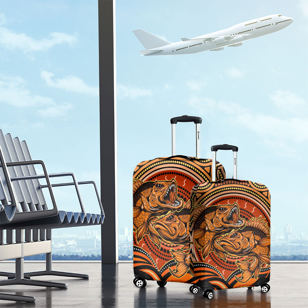 Barramundi Fish Luggage Cover Aboriginal Dot Art Indigenous Pattern