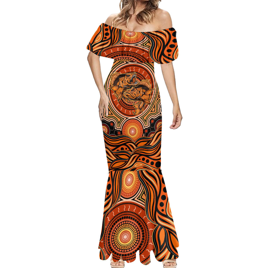 Barramundi Fish Mermaid Dress Aboriginal Dot Art Indigenous Pattern