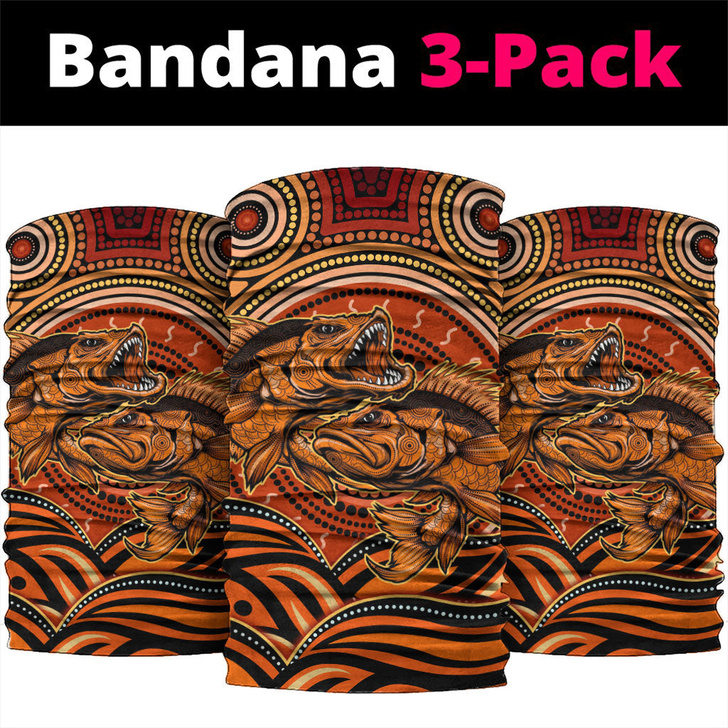 Barramundi Fish Neck Gaiter Aboriginal Dot Art Indigenous Pattern