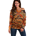 Barramundi Fish Off Shoulder Sweater Aboriginal Dot Art Indigenous Pattern