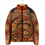 Barramundi Fish Padded Jacket Aboriginal Dot Art Indigenous Pattern