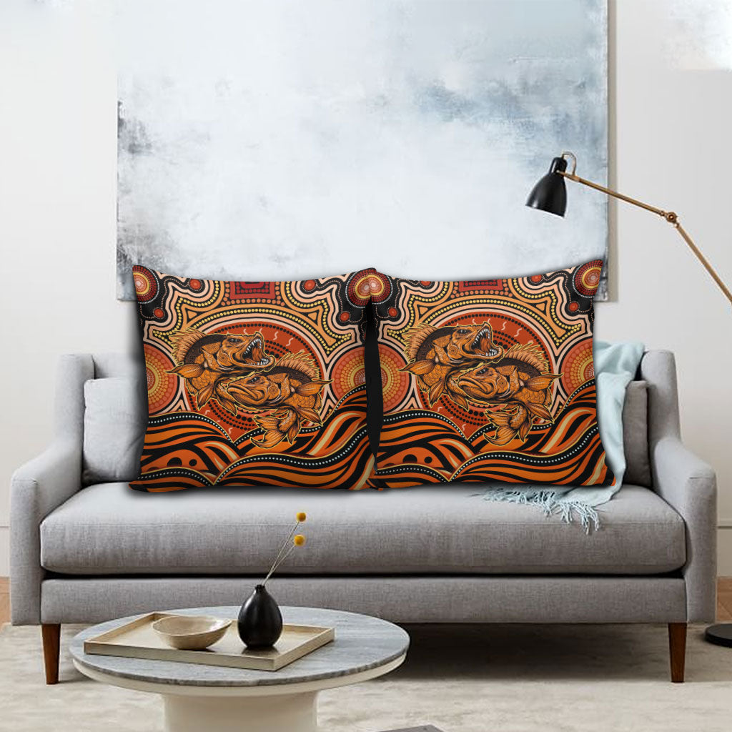 Barramundi Fish Pillow Cover Aboriginal Dot Art Indigenous Pattern