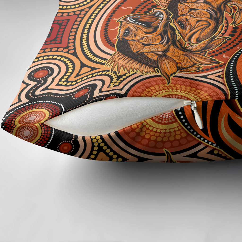 Barramundi Fish Pillow Cover Aboriginal Dot Art Indigenous Pattern