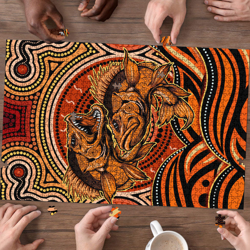 Barramundi Fish Puzzle Aboriginal Dot Art Indigenous Pattern