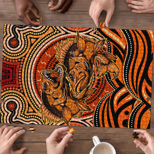 Barramundi Fish Puzzle Aboriginal Dot Art Indigenous Pattern
