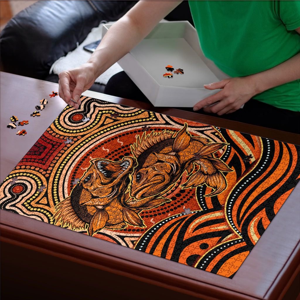 Barramundi Fish Puzzle Aboriginal Dot Art Indigenous Pattern