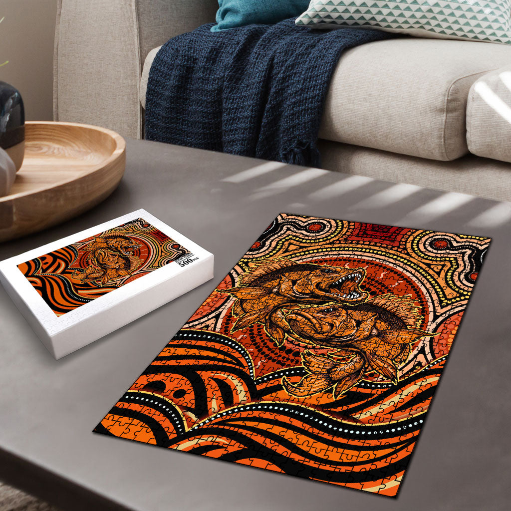 Barramundi Fish Puzzle Aboriginal Dot Art Indigenous Pattern