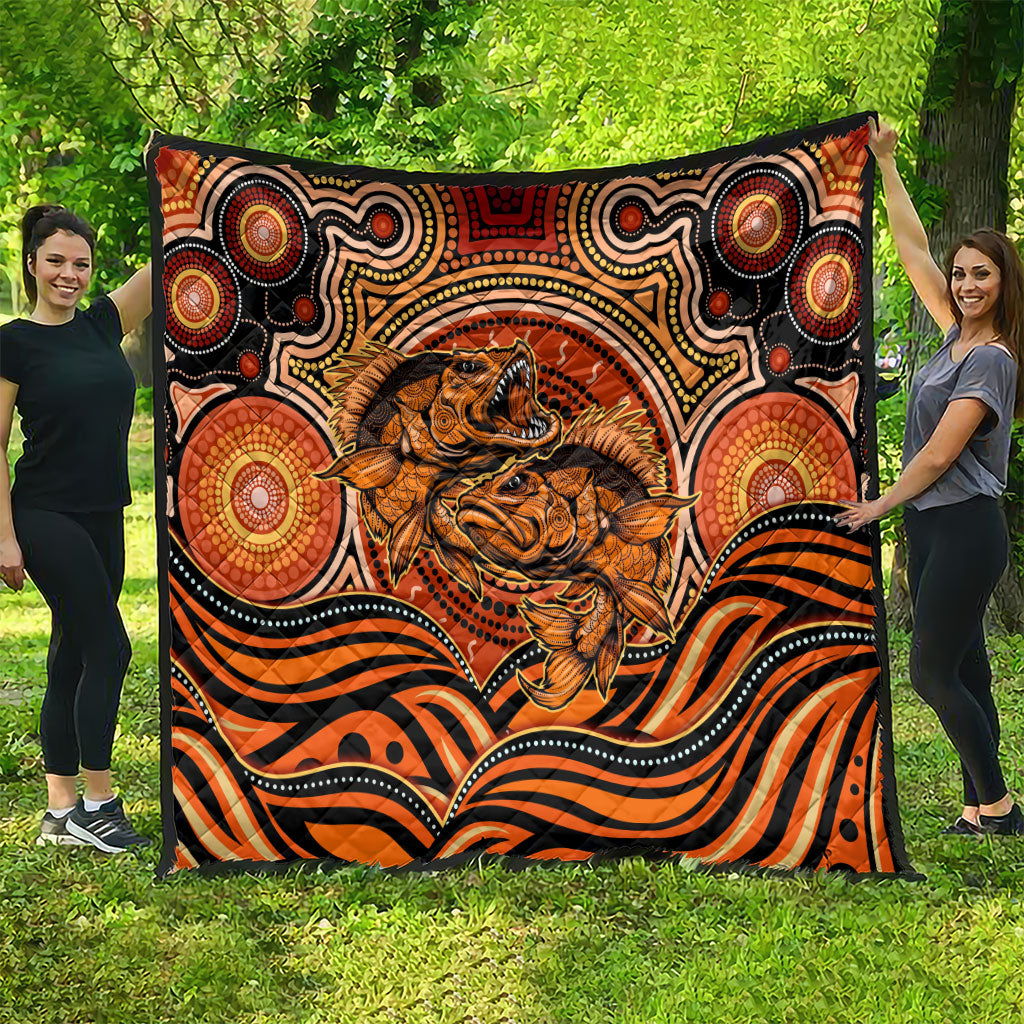Barramundi Fish Quilt Aboriginal Dot Art Indigenous Pattern