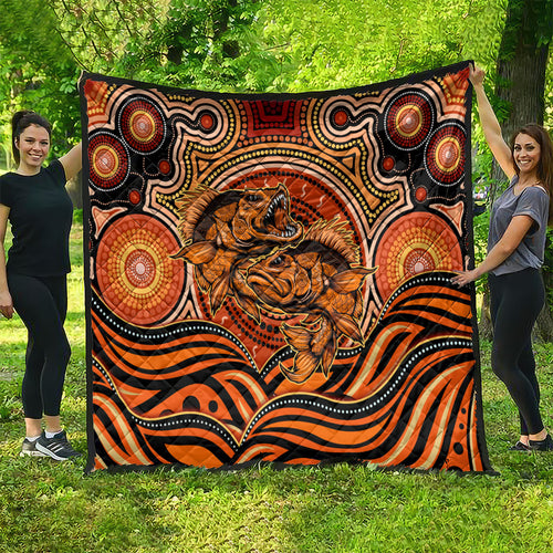 Barramundi Fish Quilt Aboriginal Dot Art Indigenous Pattern