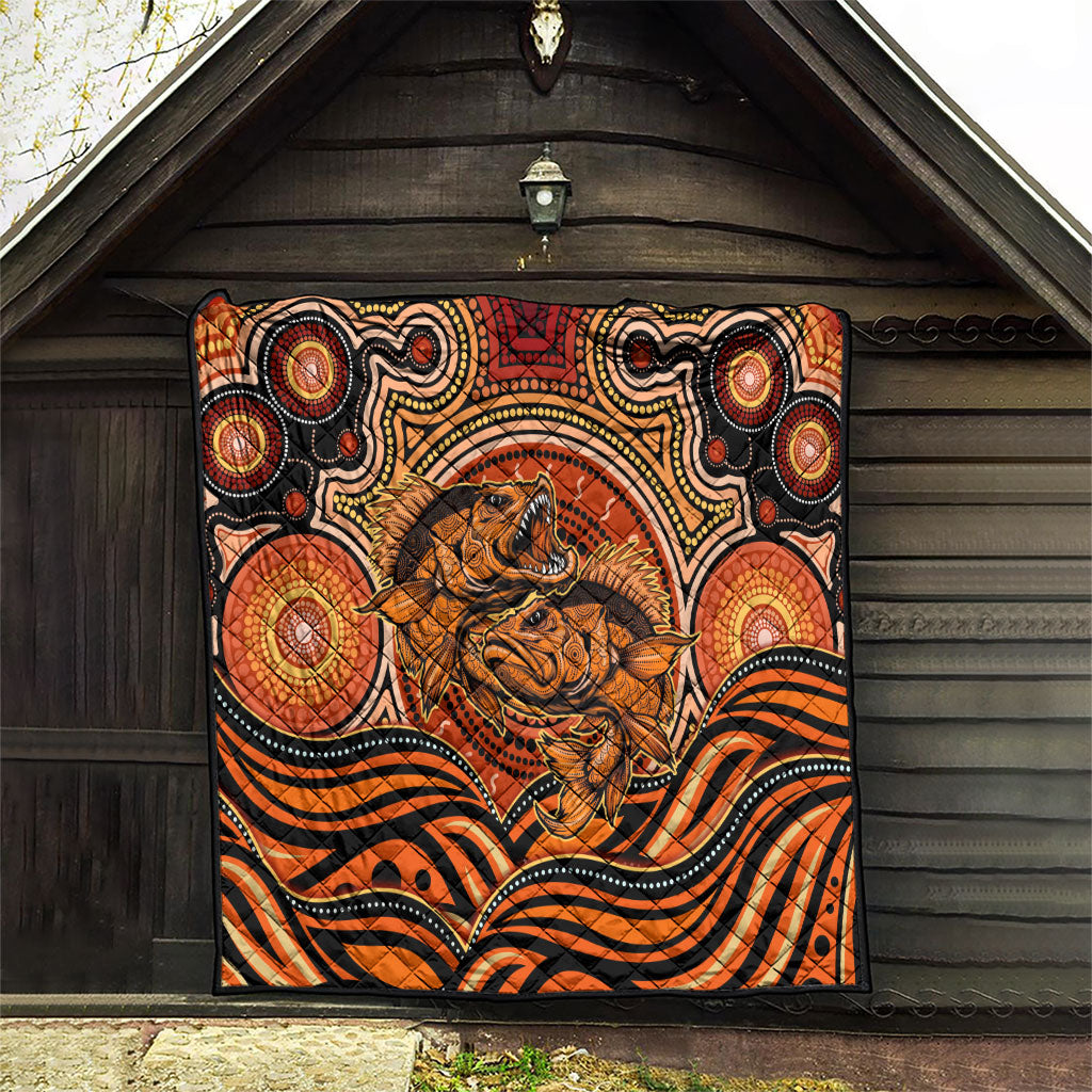 Barramundi Fish Quilt Aboriginal Dot Art Indigenous Pattern