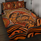 Barramundi Fish Quilt Bed Set Aboriginal Dot Art Indigenous Pattern