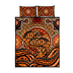 Barramundi Fish Quilt Bed Set Aboriginal Dot Art Indigenous Pattern