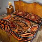 Barramundi Fish Quilt Bed Set Aboriginal Dot Art Indigenous Pattern
