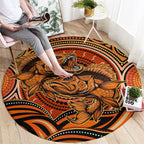 Barramundi Fish Round Carpet Aboriginal Dot Art Indigenous Pattern