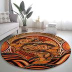 Barramundi Fish Round Carpet Aboriginal Dot Art Indigenous Pattern