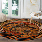 Barramundi Fish Round Carpet Aboriginal Dot Art Indigenous Pattern