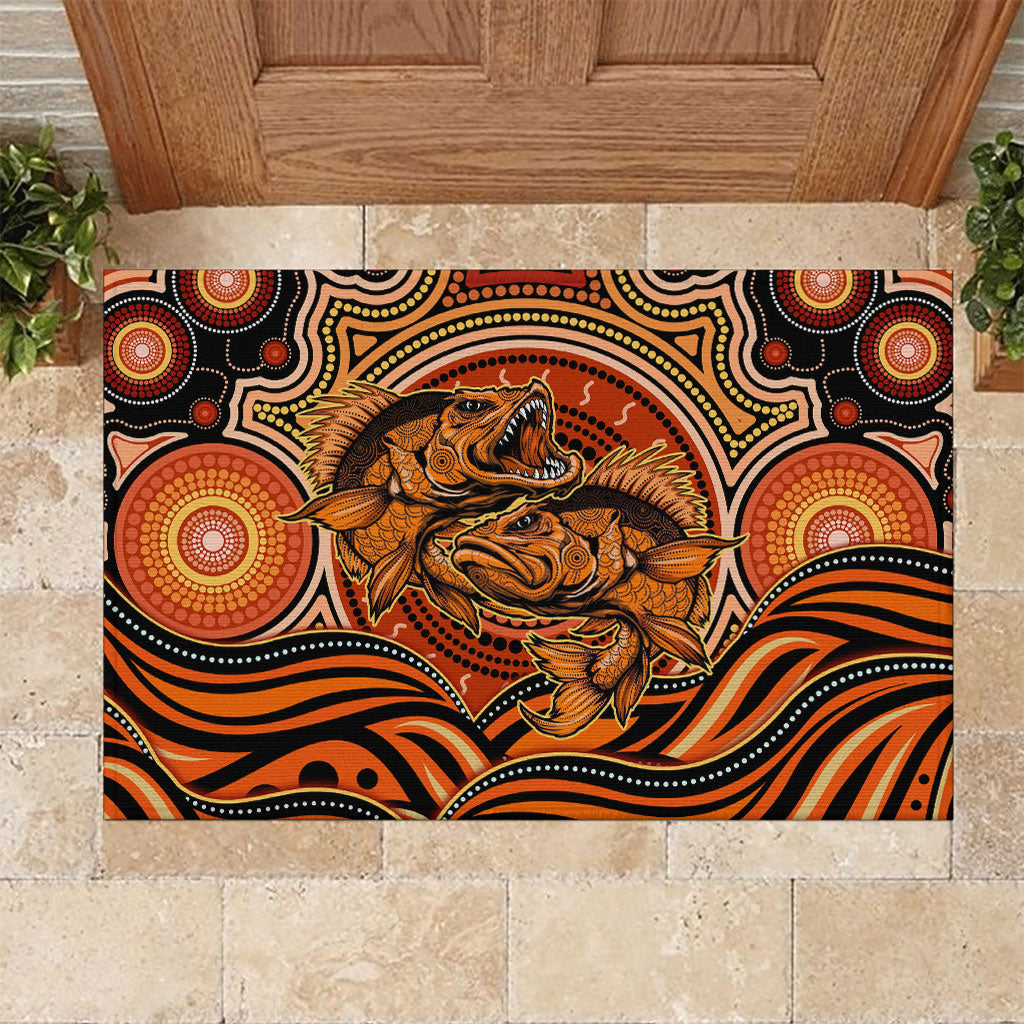 Barramundi Fish Rubber Doormat Aboriginal Dot Art Indigenous Pattern