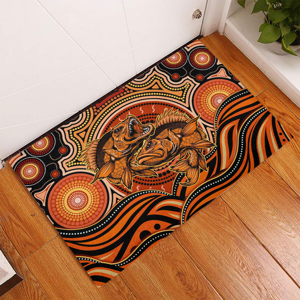 Barramundi Fish Rubber Doormat Aboriginal Dot Art Indigenous Pattern