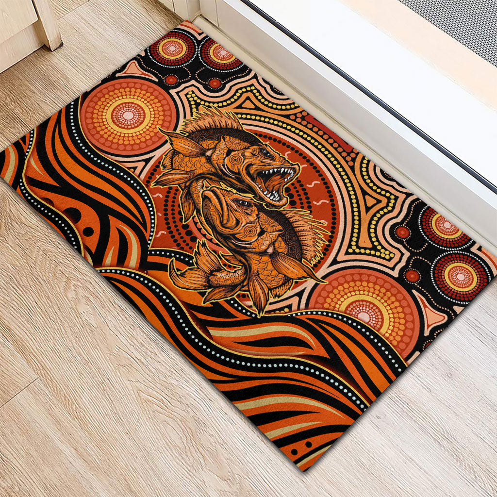 Barramundi Fish Rubber Doormat Aboriginal Dot Art Indigenous Pattern