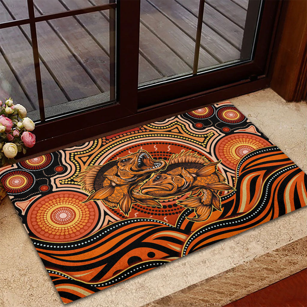 Barramundi Fish Rubber Doormat Aboriginal Dot Art Indigenous Pattern