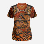 Barramundi Fish Scrub Top Aboriginal Dot Art Indigenous Pattern