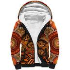 Barramundi Fish Sherpa Hoodie Aboriginal Dot Art Indigenous Pattern