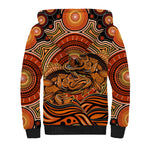 Barramundi Fish Sherpa Hoodie Aboriginal Dot Art Indigenous Pattern
