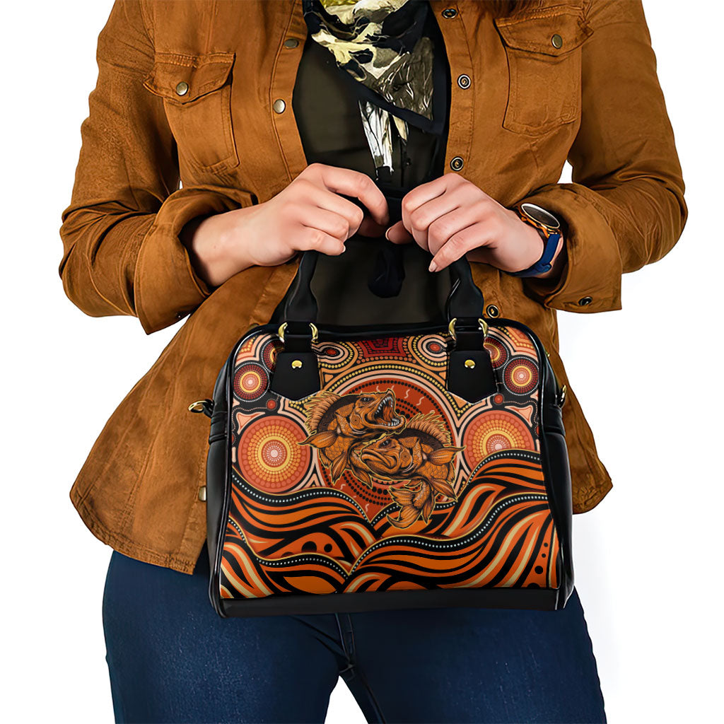 Barramundi Fish Shoulder Handbag Aboriginal Dot Art Indigenous Pattern