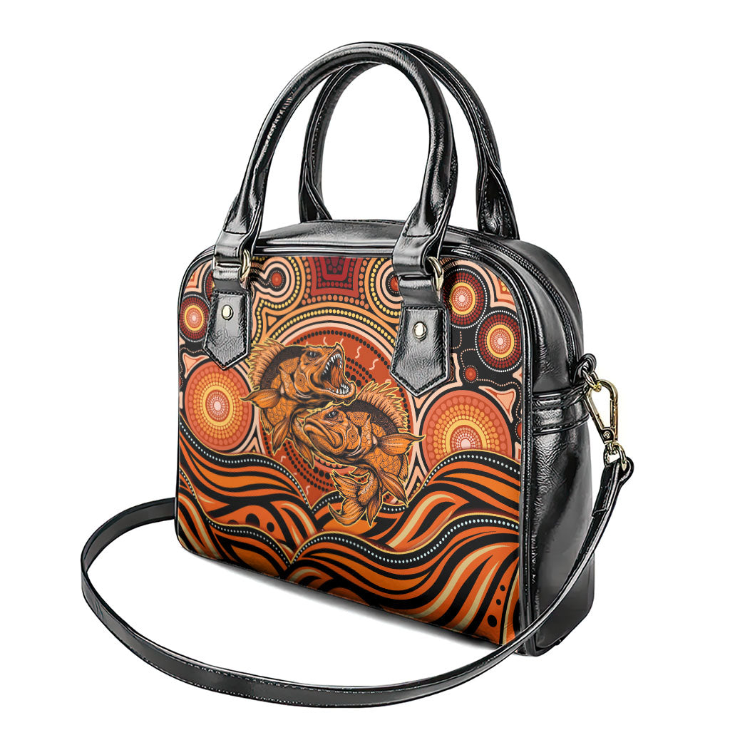 Barramundi Fish Shoulder Handbag Aboriginal Dot Art Indigenous Pattern