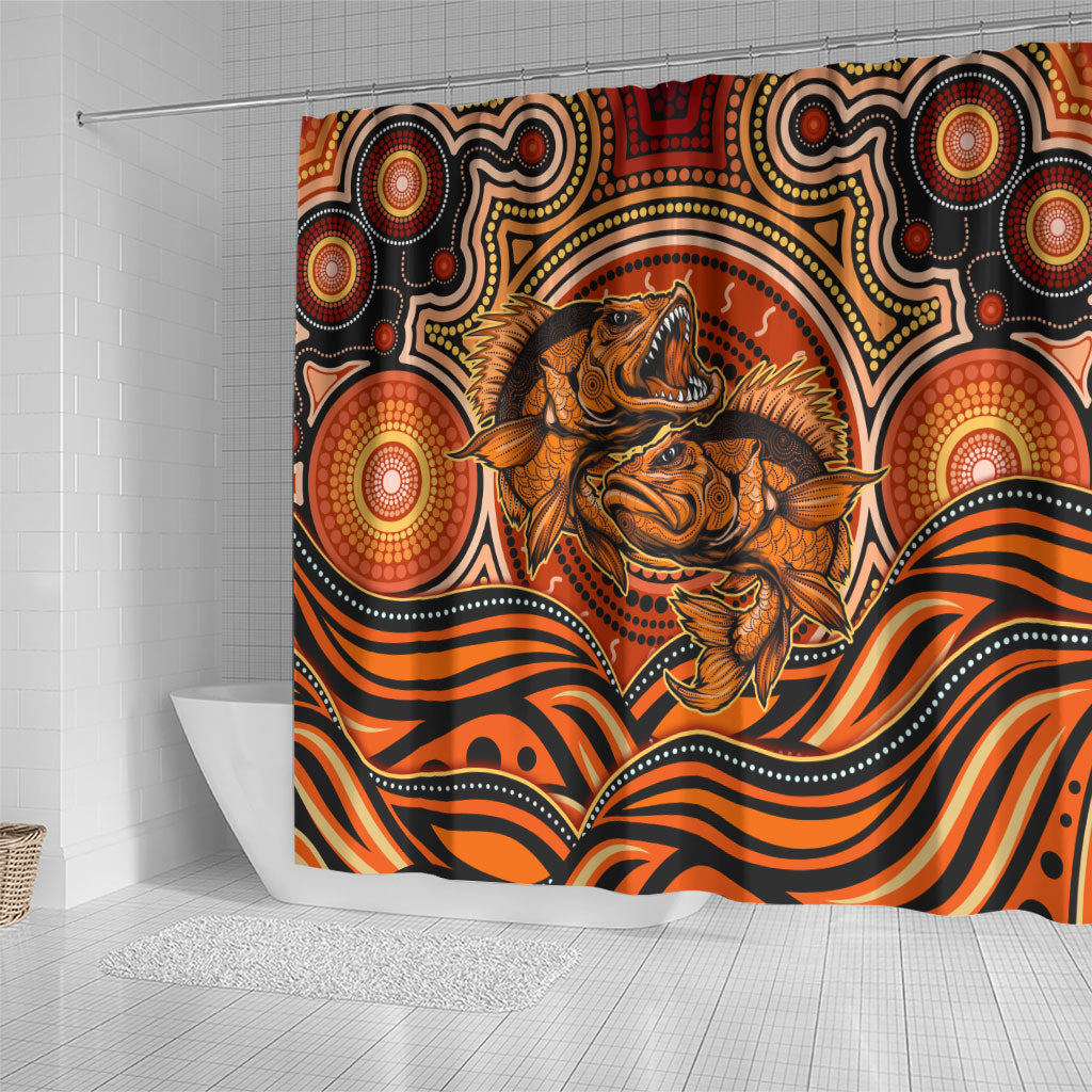 Barramundi Fish Shower Curtain Aboriginal Dot Art Indigenous Pattern