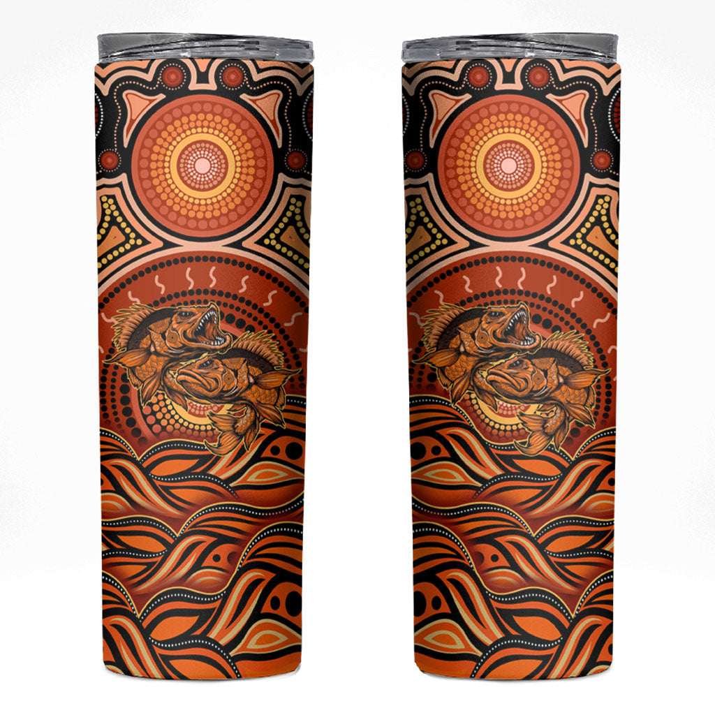 Barramundi Fish Skinny Tumbler Aboriginal Dot Art Indigenous Pattern