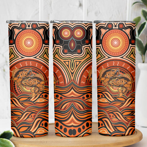 Barramundi Fish Skinny Tumbler Aboriginal Dot Art Indigenous Pattern