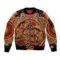 Barramundi Fish Sleeve Zip Bomber Jacket Aboriginal Dot Art Indigenous Pattern