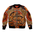 Barramundi Fish Sleeve Zip Bomber Jacket Aboriginal Dot Art Indigenous Pattern