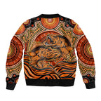 Barramundi Fish Sleeve Zip Bomber Jacket Aboriginal Dot Art Indigenous Pattern
