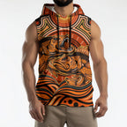 Barramundi Fish Sleeveless Hoodie Aboriginal Dot Art Indigenous Pattern