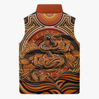 Barramundi Fish Sleeveless Puffer Jacket Aboriginal Dot Art Indigenous Pattern