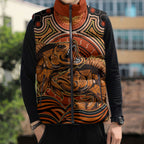 Barramundi Fish Sleeveless Puffer Jacket Aboriginal Dot Art Indigenous Pattern
