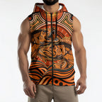 Barramundi Fish Sleeveless Zip Hoodie Aboriginal Dot Art Indigenous Pattern