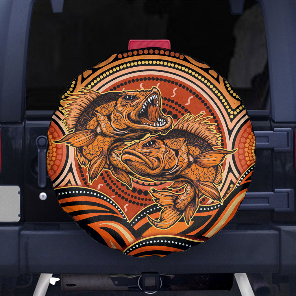 Barramundi Fish Spare Tire Cover Aboriginal Dot Art Indigenous Pattern