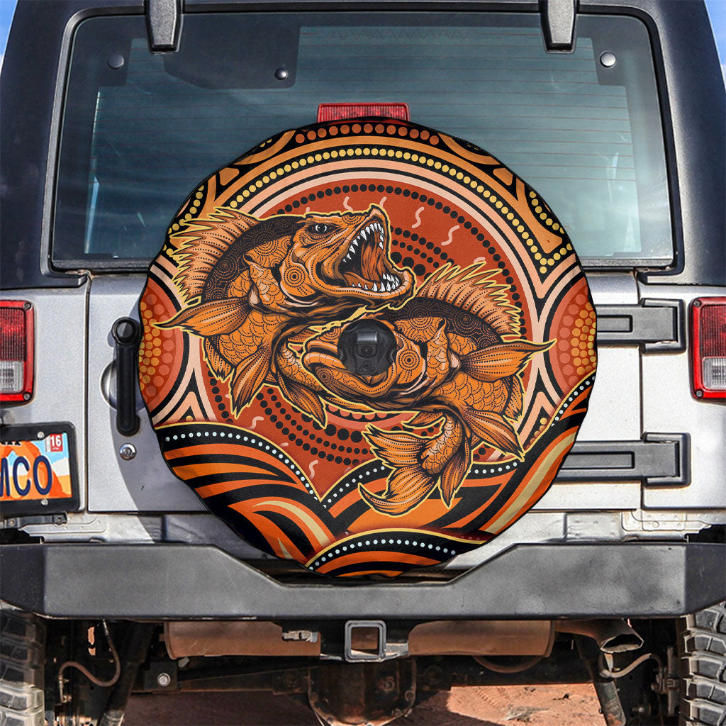 Barramundi Fish Spare Tire Cover Aboriginal Dot Art Indigenous Pattern