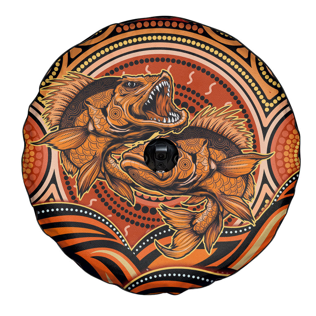 Barramundi Fish Spare Tire Cover Aboriginal Dot Art Indigenous Pattern