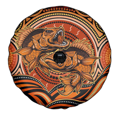 Barramundi Fish Spare Tire Cover Aboriginal Dot Art Indigenous Pattern
