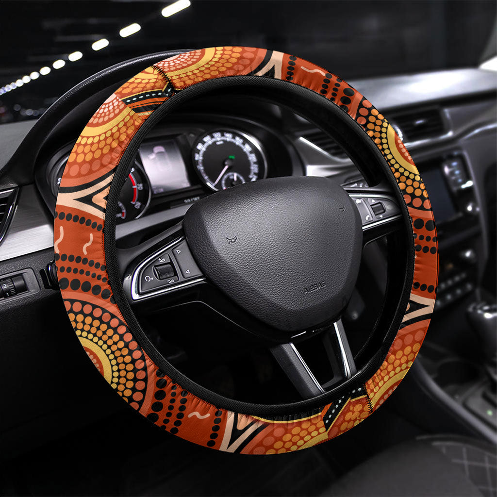 Barramundi Fish Steering Wheel Cover Aboriginal Dot Art Indigenous Pattern
