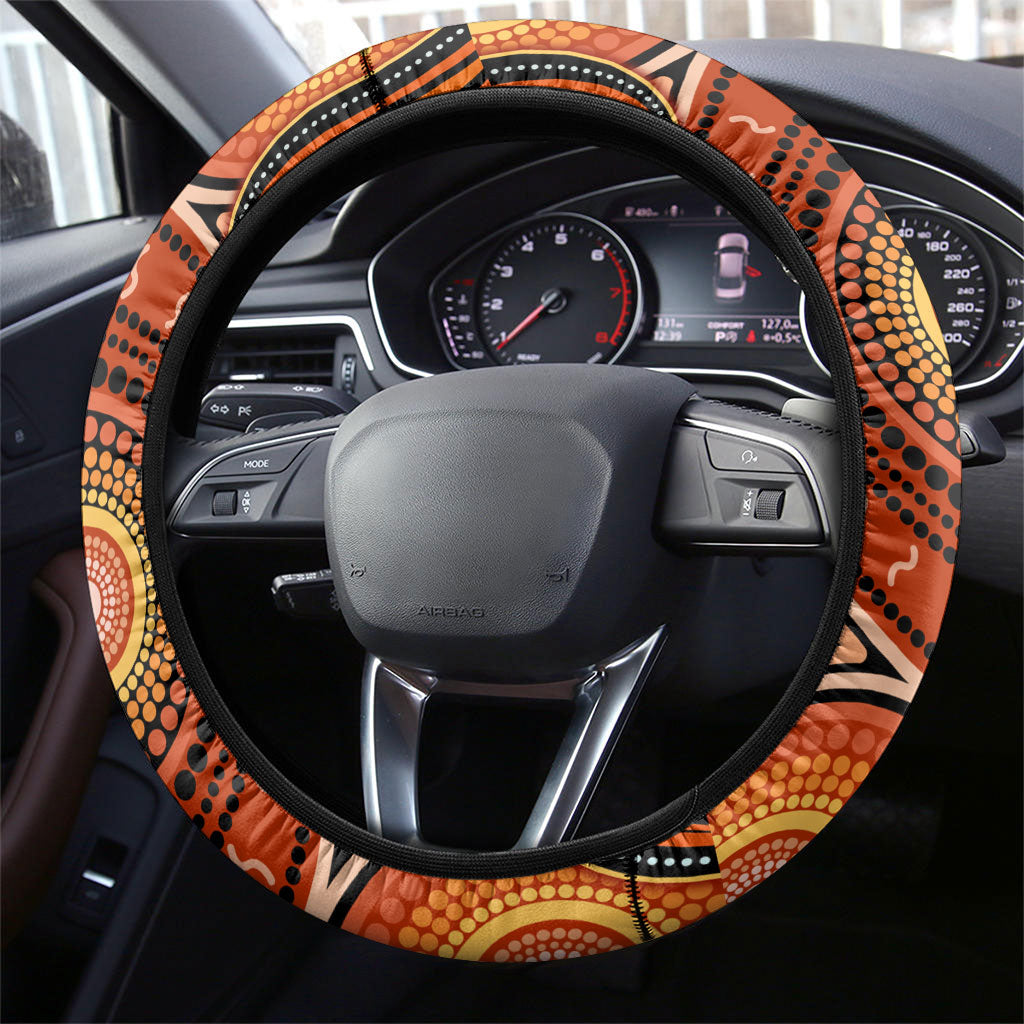 Barramundi Fish Steering Wheel Cover Aboriginal Dot Art Indigenous Pattern