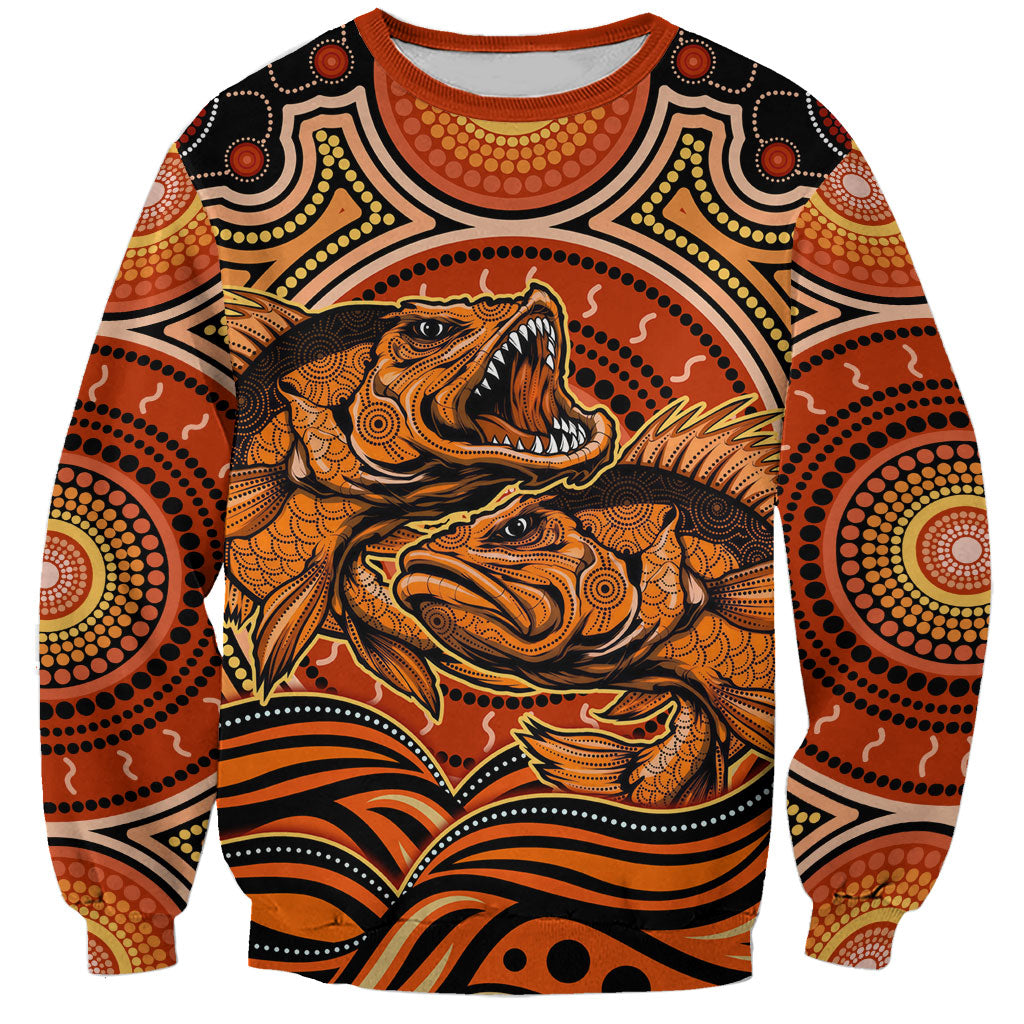 Barramundi Fish Sweatshirt Aboriginal Dot Art Indigenous Pattern